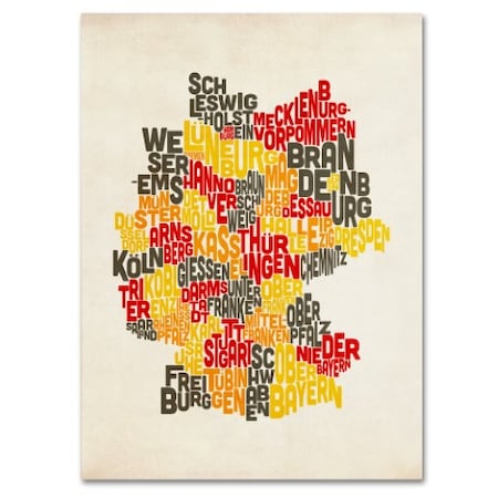 Michael Tompsett 'Germany Region Text Map' Canvas Art,16x24